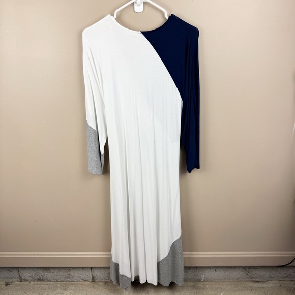 ASOS Curve White, Blue & Gray Colorblock Tie Waist Dress Size 16 - Picture 3 of 11